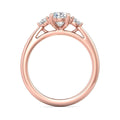 Trilogy Oval Cut Centre Stone Diamond Engagement Ring Side Stones Round Cut 3 Claw Setting-18K Rose - DG & Co. Jewellery