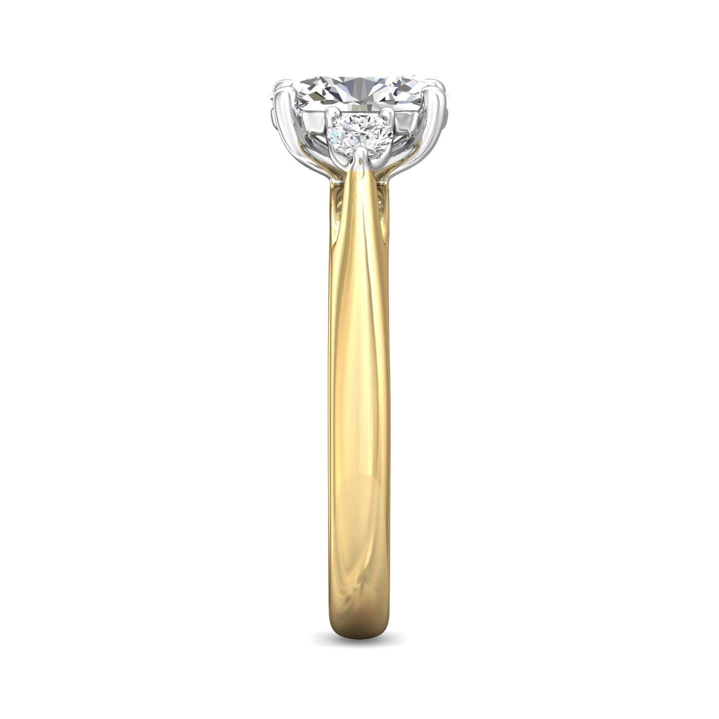 Trilogy Oval Cut Centre Stone Diamond Engagement Ring Side Stones Round Cut 3 Claw Setting-18K Yellow - DG & Co. Jewellery