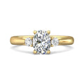 Trilogy Oval Cut Centre Stone Diamond Engagement Ring Side Stones Round Cut 3 Claw Setting-18K Yellow - DG & Co. Jewellery
