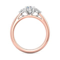 Trilogy Oval Cut Centre Stone Diamond Engagement Ring Side Stones Round Cut 3 Claw Setting-18K Rose - DG & Co. Jewellery