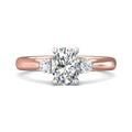 Trilogy Oval Cut Centre Stone Diamond Engagement Ring Side Stones Round Cut 3 Claw Setting-18K Rose - DG & Co. Jewellery