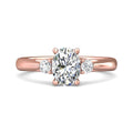 Trilogy Oval Cut Centre Stone Diamond Engagement Ring Side Stones Round Cut 3 Claw Setting-18K Rose - DG & Co. Jewellery