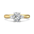 Trilogy Oval Cut Centre Stone Diamond Engagement Ring Side Stones Round Cut 3 Claw Setting-18K Yellow - DG & Co. Jewellery