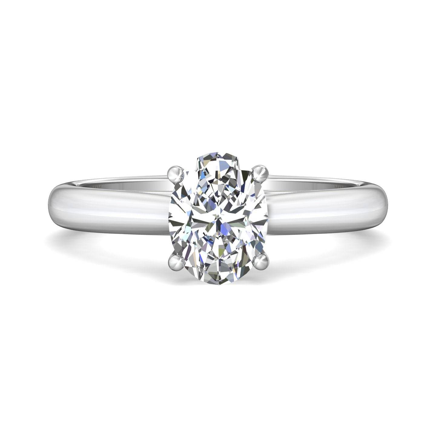 Cathedral Diamond Solitaire Engagement Ring 4 Claw Setting In a Plain band - 18K White - DG & Co. Jewellery