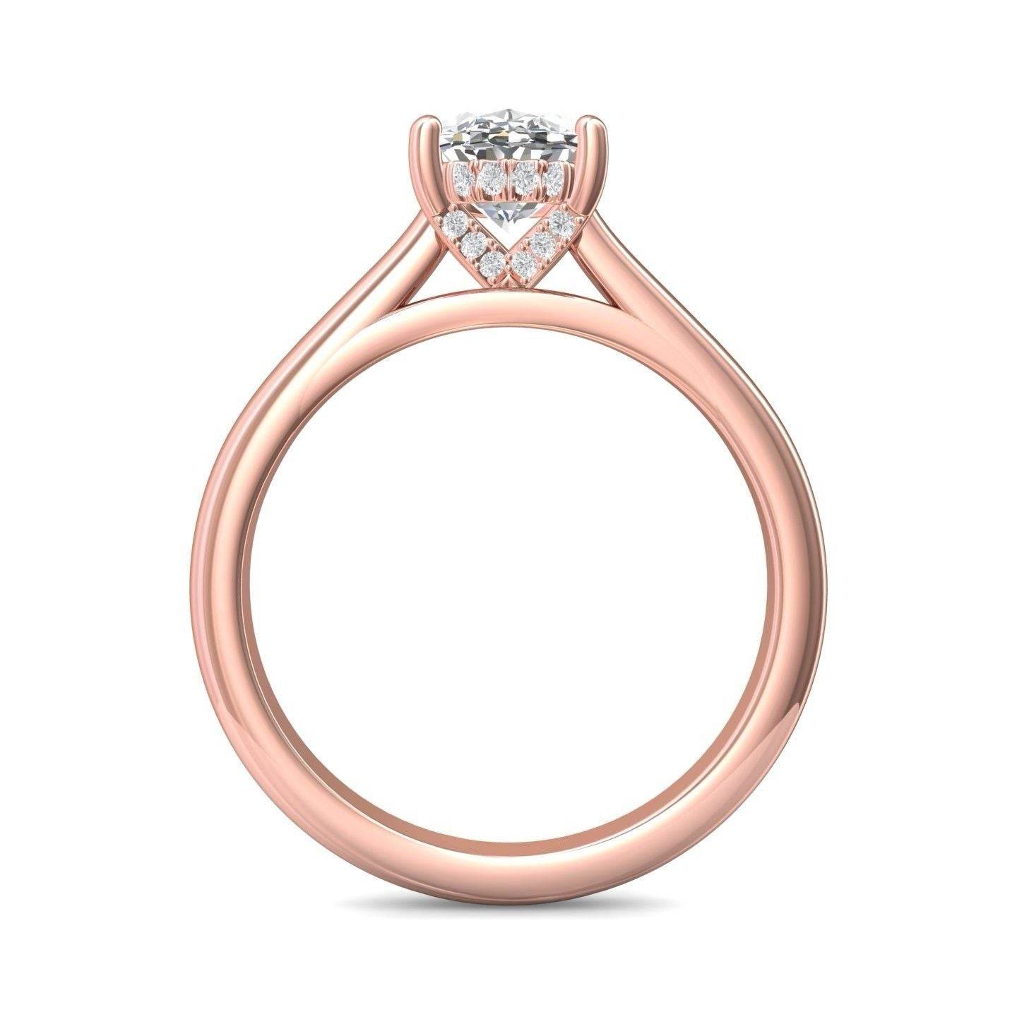 Cathedral Diamond Solitaire Engagement Ring 4 Claw Setting In a Plain band - 18K Rose - DG & Co. Jewellery
