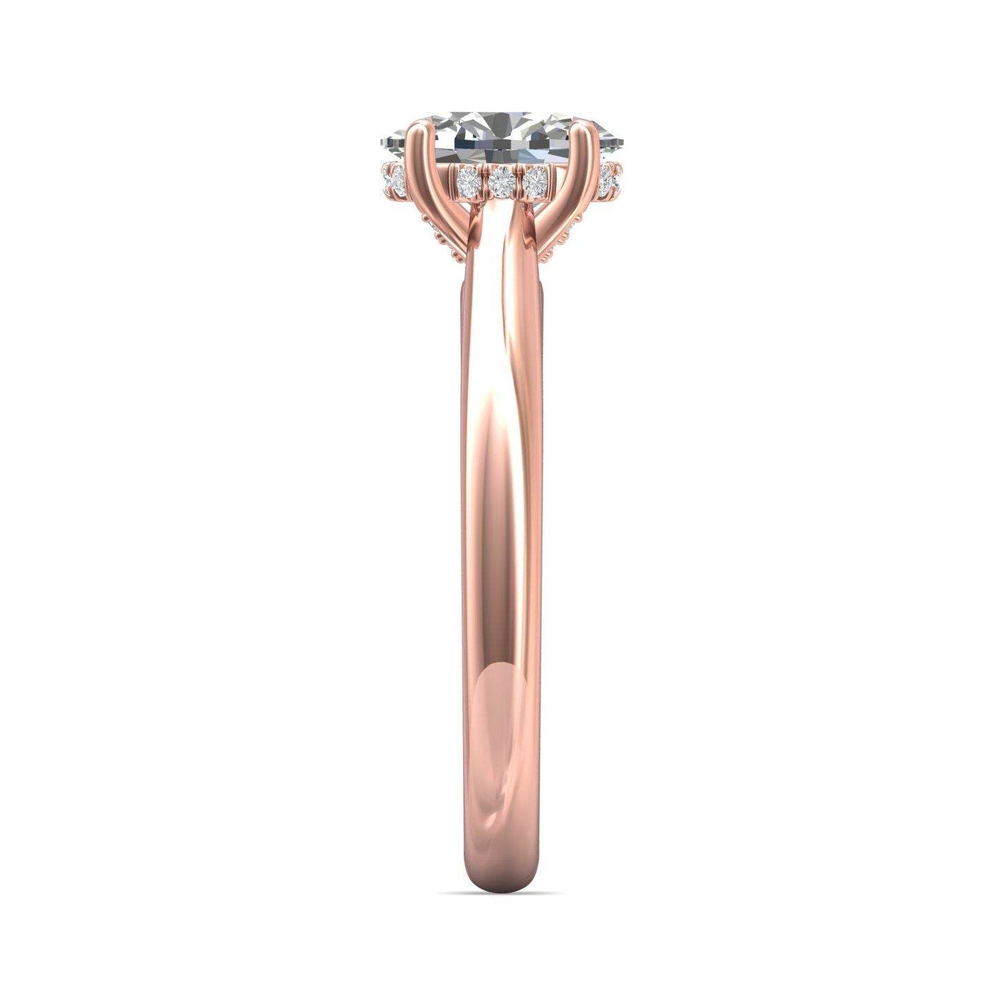 Cathedral Diamond Solitaire Engagement Ring 4 Claw Setting In a Plain band - 18K Rose - DG & Co. Jewellery