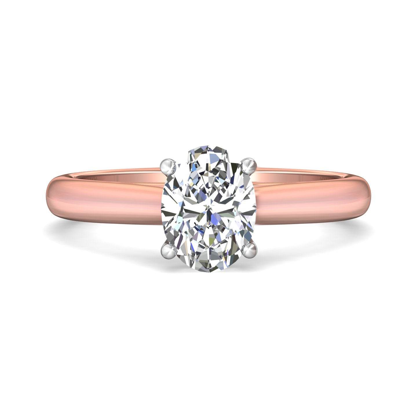 Cathedral Diamond Solitaire Engagement Ring 4 Claw Setting In a Plain band - 18K Rose - DG & Co. Jewellery