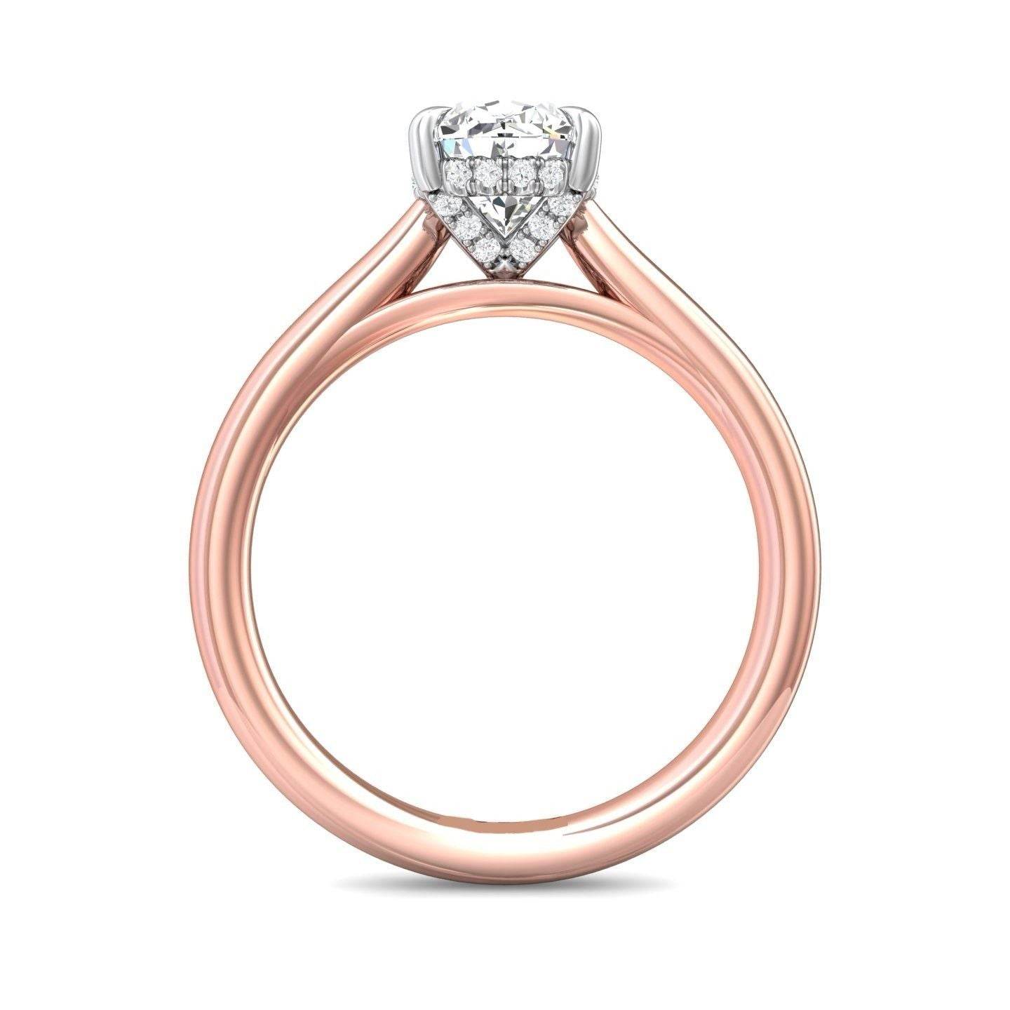 Cathedral Diamond Solitaire Engagement Ring 4 Claw Setting In a Plain band - 18K Rose - DG & Co. Jewellery