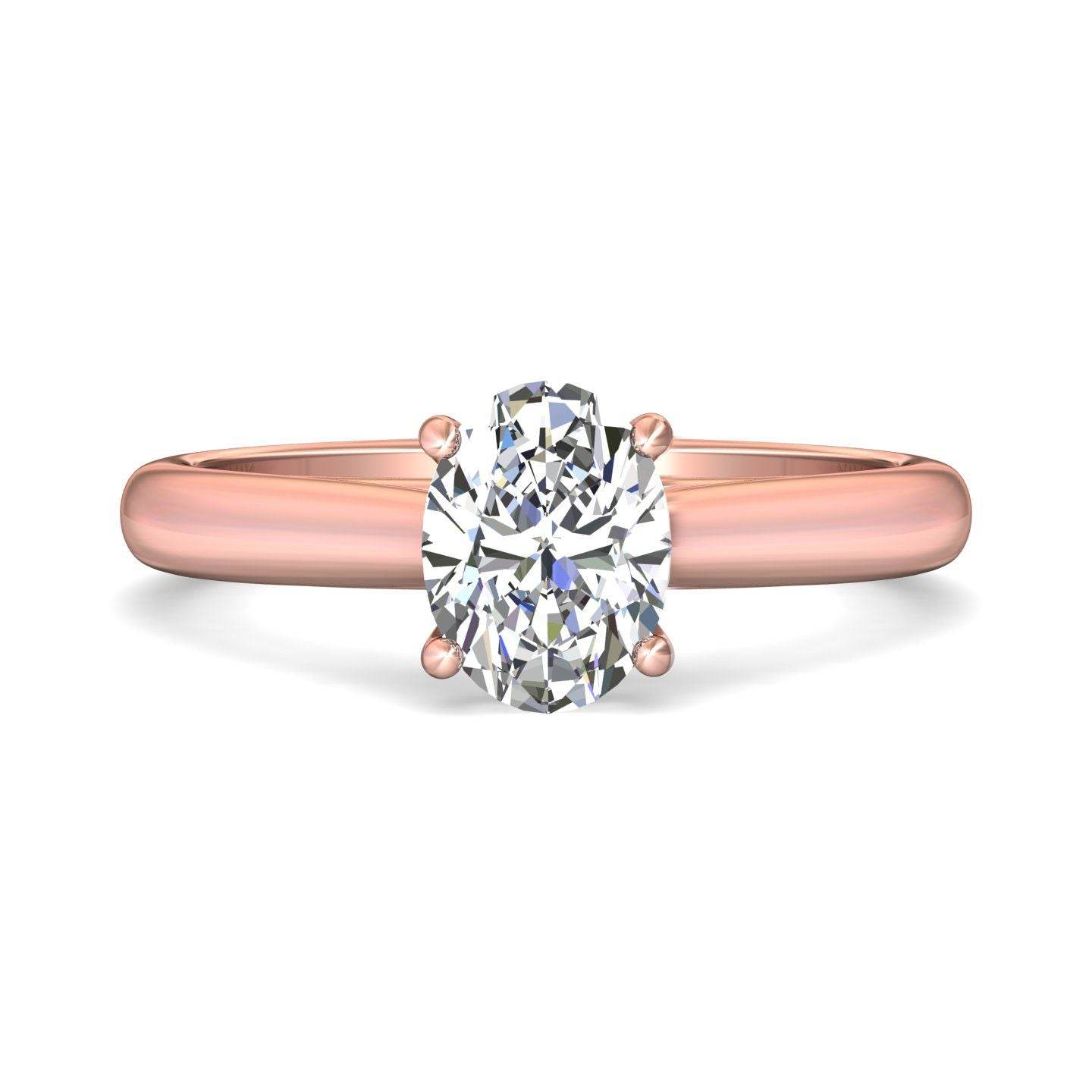 Cathedral Diamond Solitaire Engagement Ring 4 Claw Setting In a Plain band - 18K Rose - DG & Co. Jewellery