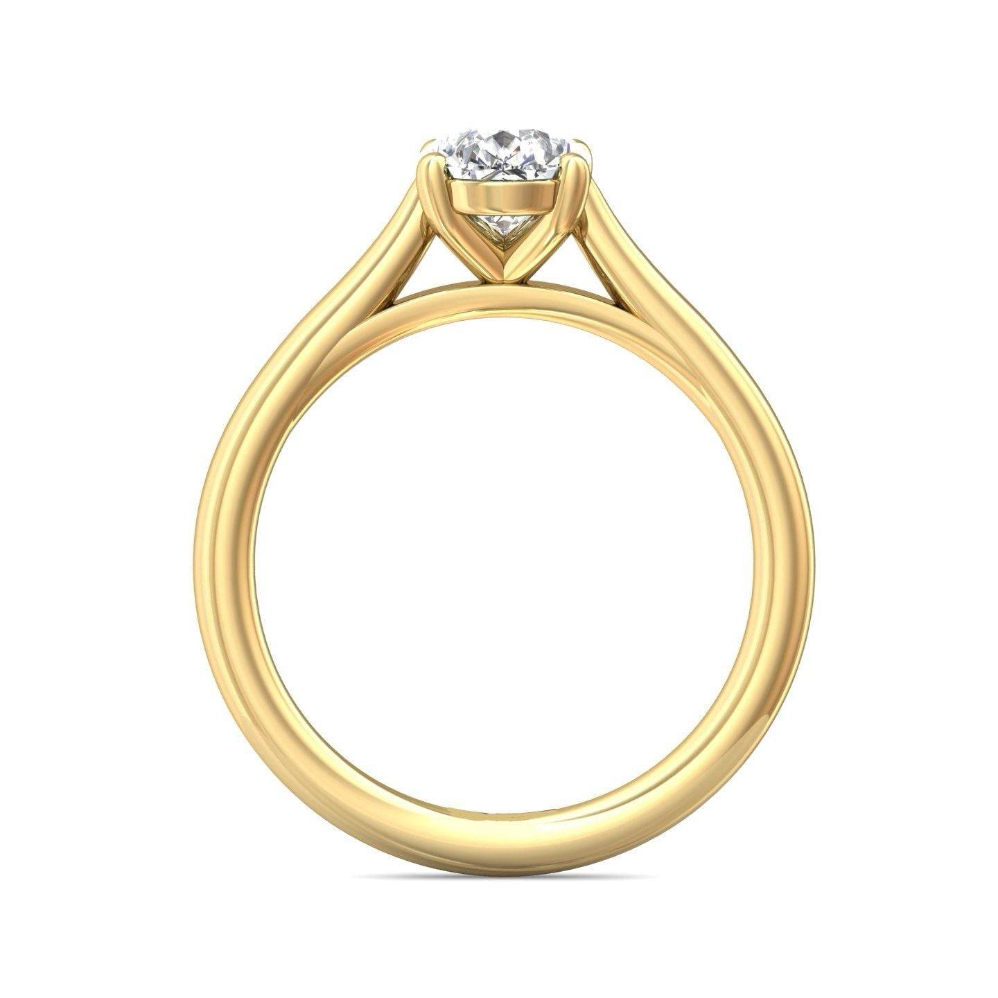 Oval Cut Solitaire Diamond Engagement Ring 4 Claw Setting In a Plain Band - 18K Yellow - DG & Co. Jewellery