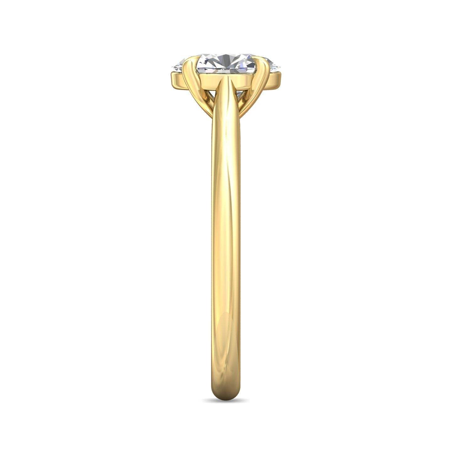 Oval Cut Solitaire Diamond Engagement Ring 4 Claw Setting In a Plain Band - 18K Yellow - DG & Co. Jewellery