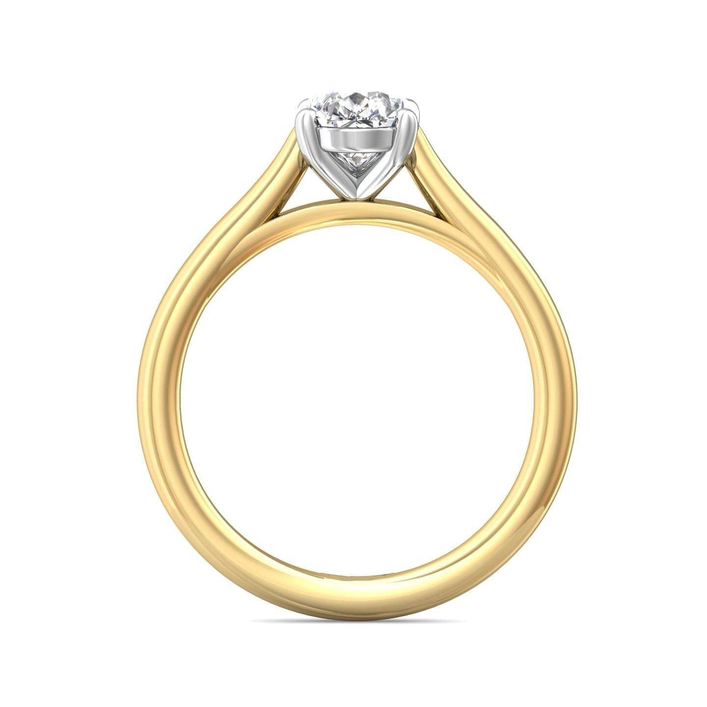 Oval Cut Solitaire Diamond Engagement Ring 4 Claw Setting In a Plain Band - 18K Yellow - DG & Co. Jewellery