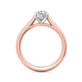 Oval Cut Solitaire Diamond Engagement Ring 4 Claw Setting In a Plain Band - 18K Rose - DG & Co. Jewellery