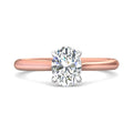 Oval Cut Solitaire Diamond Engagement Ring 4 Claw Setting In a Plain Band - 18K Rose - DG & Co. Jewellery