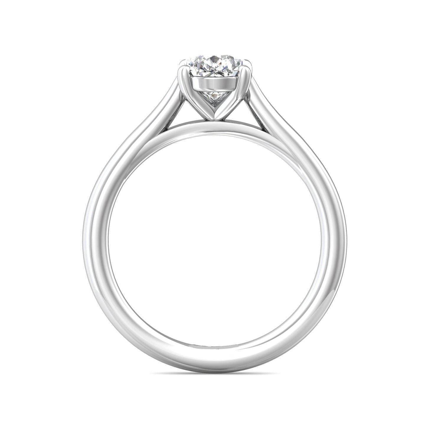 Oval Cut Solitaire Diamond Engagement Ring 4 Claw Setting In a Plain Band - Platinum - DG & Co. Jewellery