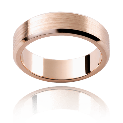 Gents Wedding Band with flat profile and beveled edges - 9K Rose - DG & Co. Jewellery