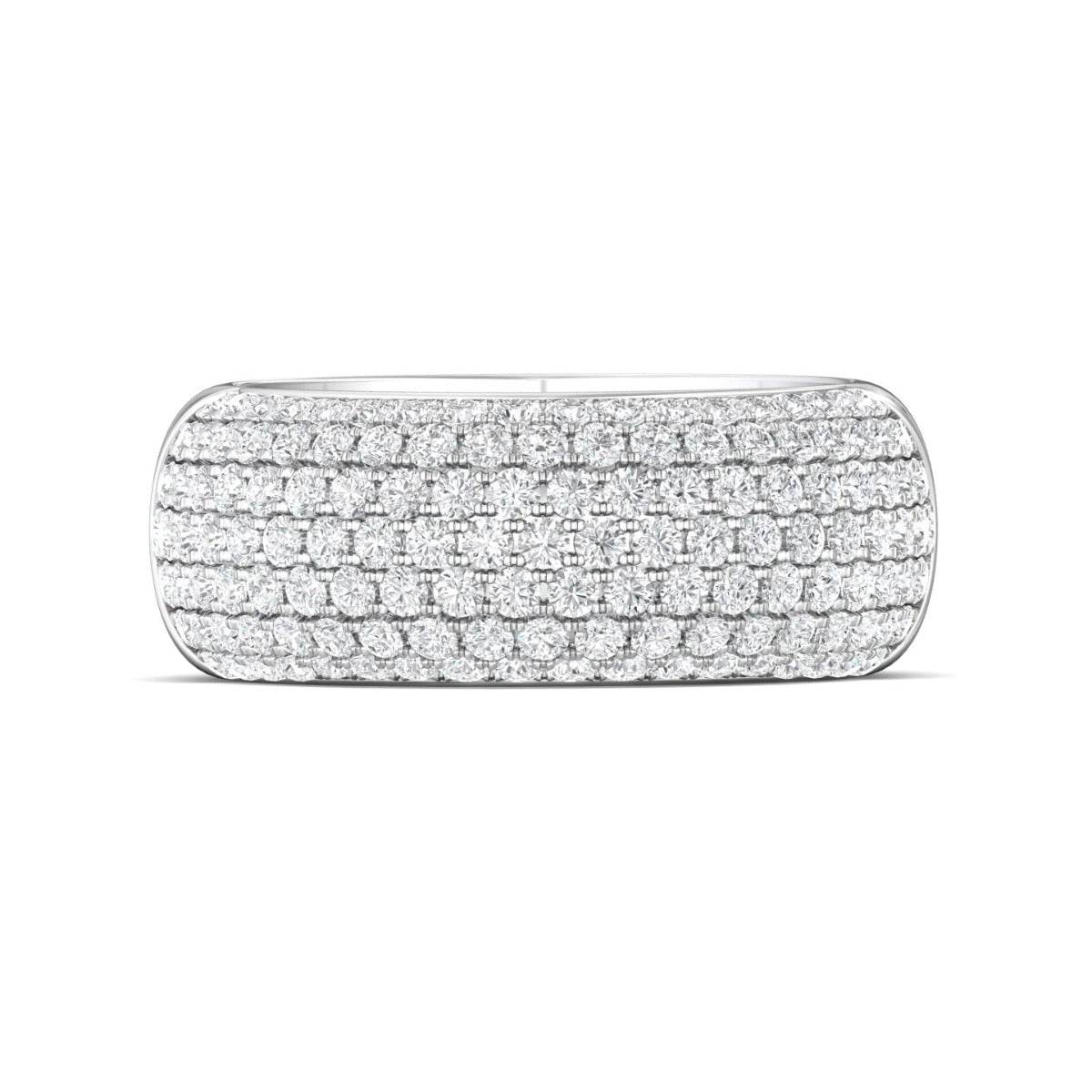 2.50Ct Seven Row Round Cut Lab Grown Diamond Dress Ring Pave Setting In 18K White Gold - DG & Co. Jewellery