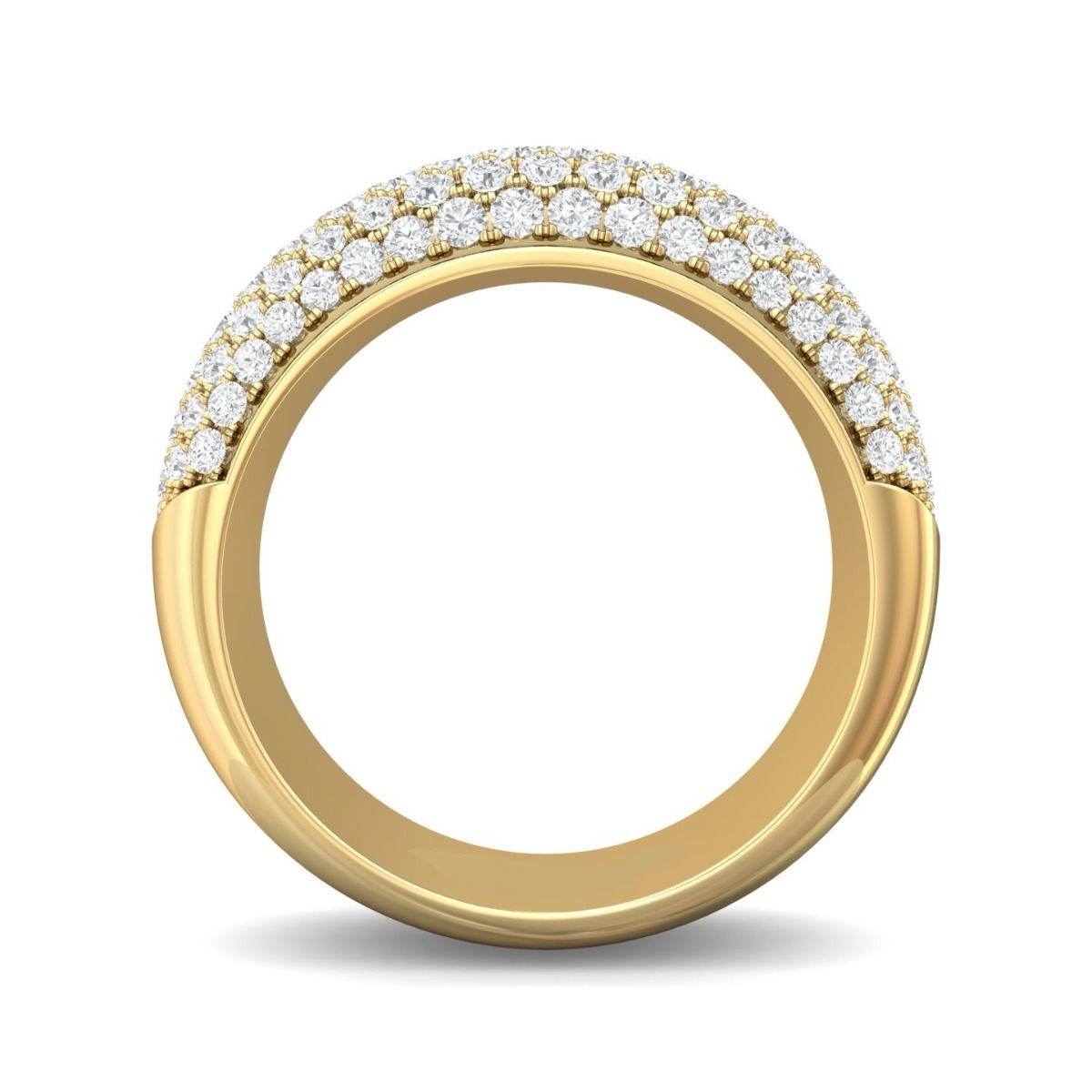 Seven Row Lab Grown Diamond Wedding Band Half Way Round Pave Setting In 18K Yellow Gold - DG & Co. Jewellery