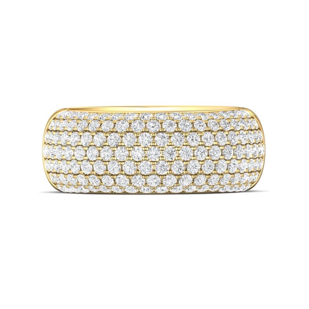 Seven Row Lab Grown Diamond Wedding Band Half Way Round Pave Setting In 18K Yellow Gold - DG & Co. Jewellery