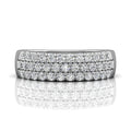 Three Row Diamond Wedding Band Half Way Pave Setting In 18K White Gold - DG & Co. Jewellery