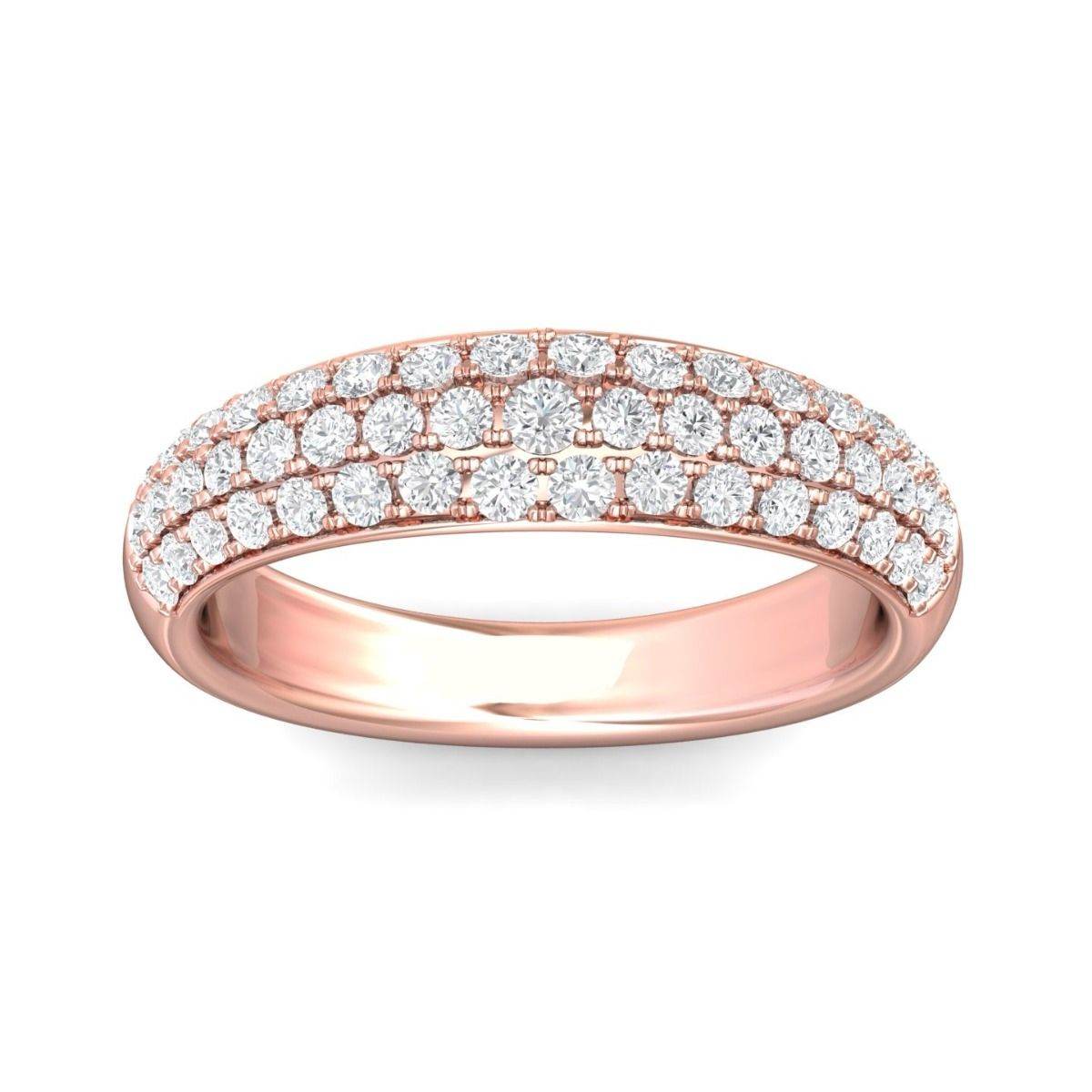 Pave Setting Row Round Brilliant Cut Diamond Wide Wedding Ring