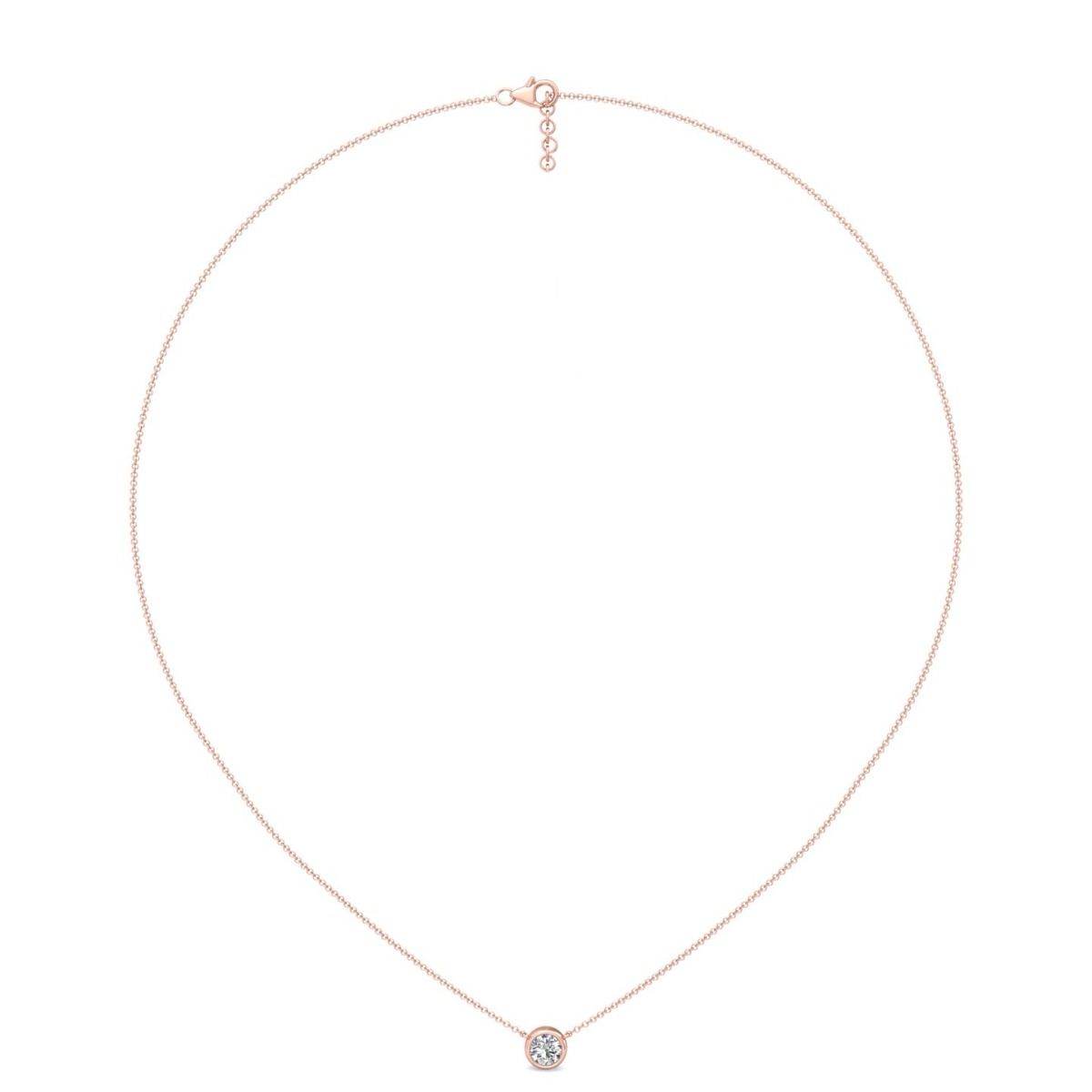 Solitaire Diamond Necklace Bezel Setting Adjustable Chain In 18K Rose Gold - DG & Co. Jewellery