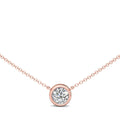 Solitaire Diamond Necklace Bezel Setting Adjustable Chain In 18K Rose Gold - DG & Co. Jewellery
