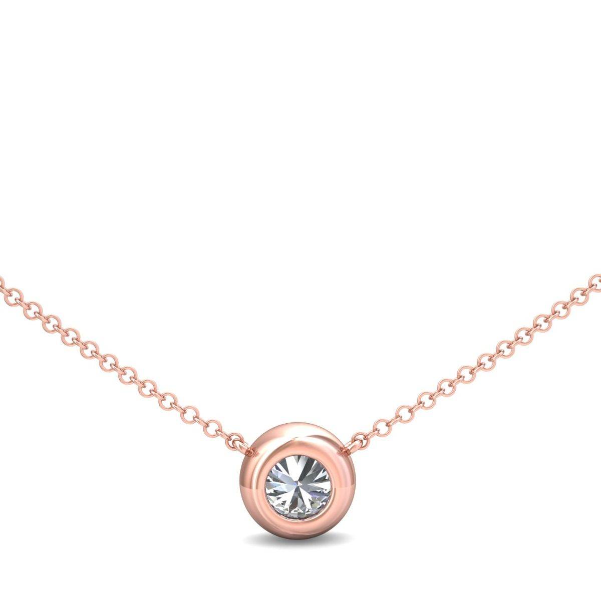 Solitaire Diamond Necklace Bezel Setting Adjustable Chain In 18K Rose Gold - DG & Co. Jewellery