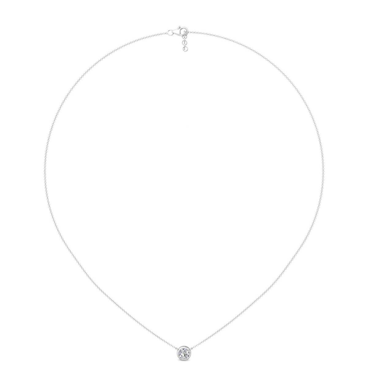 1.00CT Lab Grown Full Bezel Solitaire Diamond Pendant adjustable chain In 18K White Gold - DG & Co. Jewellery