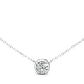 1.00CT Lab Grown Full Bezel Solitaire Diamond Pendant adjustable chain In 18K White Gold - DG & Co. Jewellery