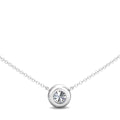 1.00CT Lab Grown Full Bezel Solitaire Diamond Pendant adjustable chain In 18K White Gold - DG & Co. Jewellery