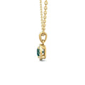 Emerald Gemstone Halo Style Diamond Pendant 4 Claw Setting In 18K Yellow Gold - DG & Co. Jewellery