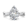 Pear Shape Cross over Double Band Pave Setting Diamond Ring 6 Claw Setting - 18K White - DG & Co. Jewellery
