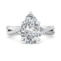Pear Shape Cross over Double Band Pave Setting Diamond Ring 6 Claw Setting - Platinum - DG & Co. Jewellery