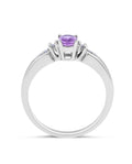Trilogy Pink Sapphire Oval Cut Diamond Engagement Ring Claw Setting In 14 Karat White Gold - DG & Co. Jewellery