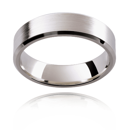 Gents Wedding Band 6.00MM with flat profile and beveled edges.- 9K White - DG & Co. Jewellery