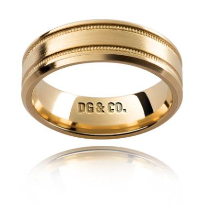 Yellow Gold Gents Wedding Band With Double Milgrain the Ring - 18K Yellow - DG & Co. Jewellery