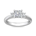 Trilogy 3 Stone 4 Claw Princess Cut Diamond Engagement Ring In a Plain Tapered band -Platinum - DG & Co. Jewellery