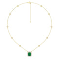 Emerald Station Necklace By The Yard Emerald cut Diamond halo 4 Claw Setting In 18K Yellow Gold - DG & Co. Jewellery