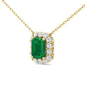 Emerald Station Necklace By The Yard Emerald cut Diamond halo 4 Claw Setting In 18K Yellow Gold - DG & Co. Jewellery
