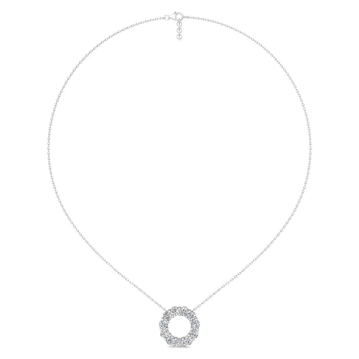 1.00CT Round Cut Lab Grown Diamond Circle Pendant Share Prong Setting In 18K White Gold - DG & Co. Jewellery
