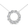 1.00CT Round Cut Lab Grown Diamond Circle Pendant Share Prong Setting In 18K White Gold - DG & Co. Jewellery