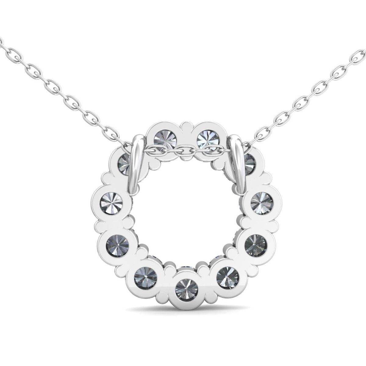 1.00CT Round Cut Lab Grown Diamond Circle Pendant Share Prong Setting In 18K White Gold - DG & Co. Jewellery