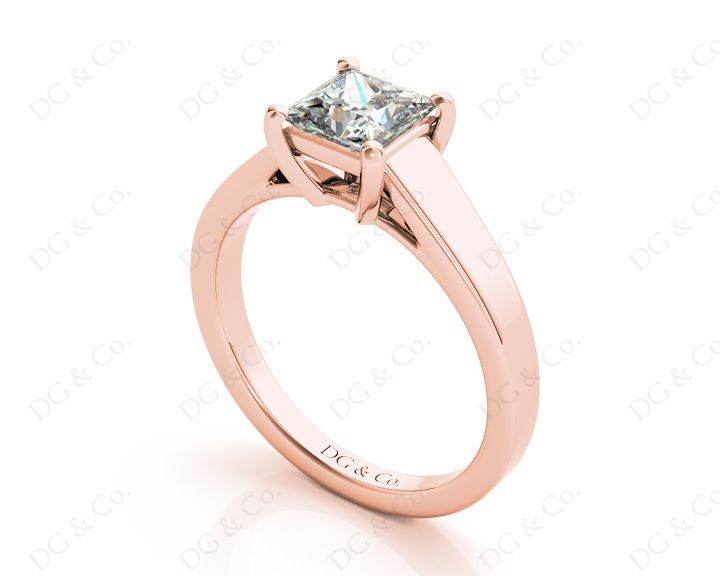 Princess Cut Solitaire Diamond Engagement Ring with 4 Claw Set centre stone - 18K Rose - DG & Co. Jewellery