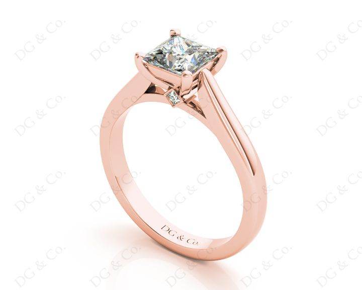 Princess Cut Solitaire Diamond Engagement Ring with Claw set centre stone with a Tapered Band - 18K Rose - DG & Co. Jewellery