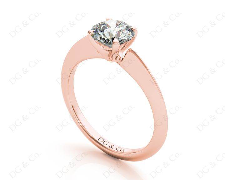 Round Cut Solitaire Diamond Engagement Ring with Four Prong set centre stone and a Knife Edge Band in 18K Rose - DG & Co. Jewellery