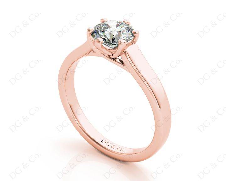Round Cut Diamond Engagement Ring with Six Prong set centre stone in 18K Rose - DG & Co. Jewellery