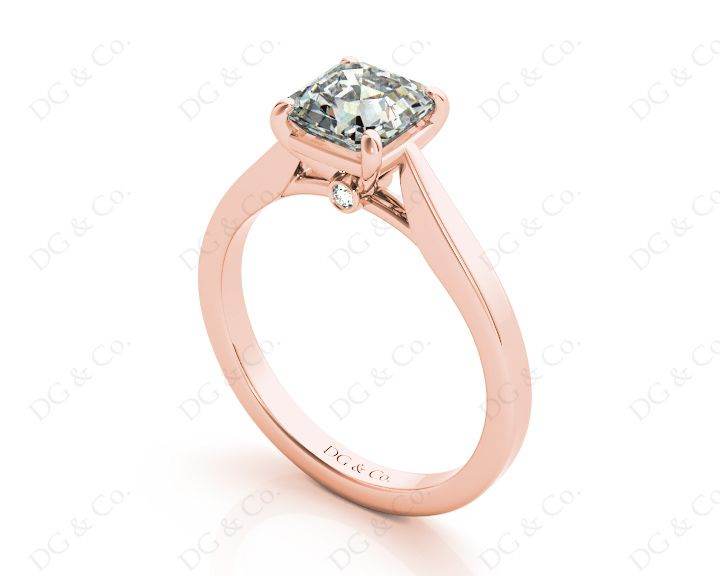 Asscher Cut Solitaire Diamond Engagement Ring with 4 Claw set centre stone in 18K Rose - DG & Co. Jewellery