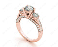 Three Stone Diamond Engagement Ring Round Cut with a Channel Share Prong Shoulder Setting - 18K Rose - DG & Co. Jewellery