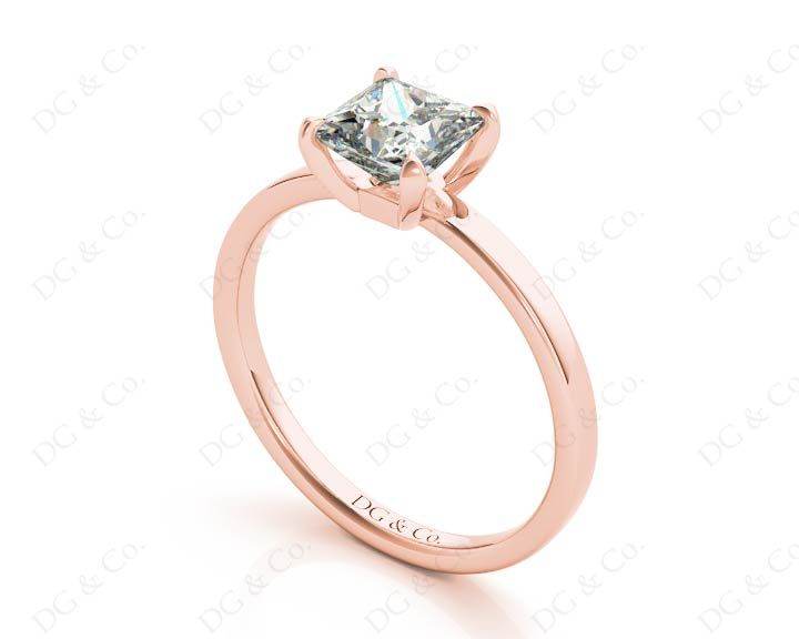 Princess Cut Classic Diamond Engagement Ring Four Caw Setting - 18K Rose - DG & Co. Jewellery